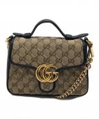 GUCCIグッチ）の古着「GGマーモントミニトップハンドルバッグ」｜ベージュ