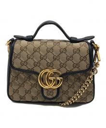 GUCCI（グッチ）の古着「GGマーモントミニトップハンドルバッグ」｜ベージュ