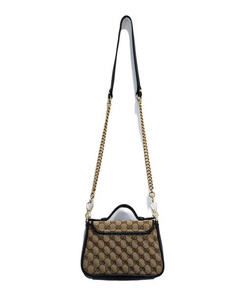 GUCCI（グッチ）GUCCI (グッチ) GGマーモントミニトップハンドルバッグ ベージュ サイズ:表記なしの古着・服飾アイテム