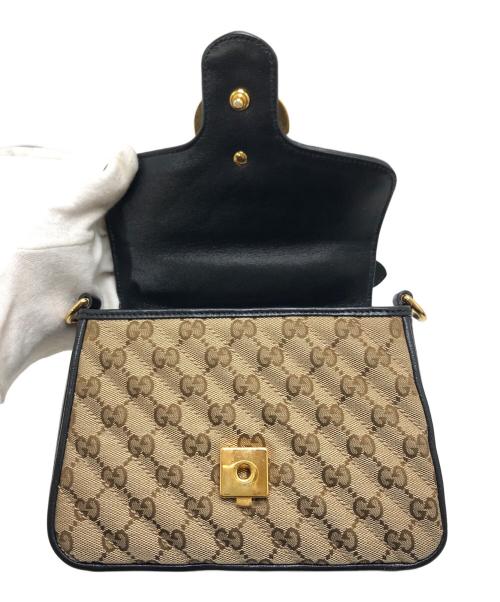 GUCCI（グッチ）GUCCI (グッチ) GGマーモントミニトップハンドルバッグ ベージュ サイズ:表記なしの古着・服飾アイテム