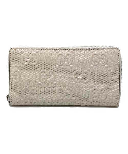 GUCCI（グッチ）GUCCI (グッチ) GGエンボスジップアラウンドウォレット ホワイト サイズ:表記なしの古着・服飾アイテム