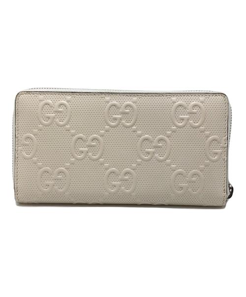 GUCCI（グッチ）GUCCI (グッチ) GGエンボスジップアラウンドウォレット ホワイト サイズ:表記なしの古着・服飾アイテム