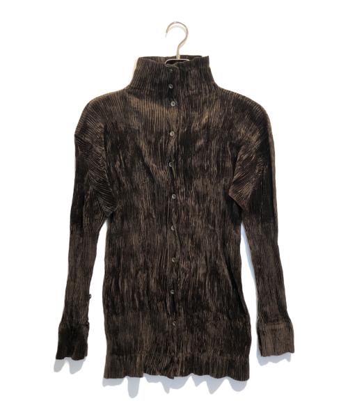 ISSEY MIYAKE（イッセイミヤケ）ISSEY MIYAKE (イッセイミヤケ) 90'sコーデュロイプリーツシャツ ブラウン サイズ:Lの古着・服飾アイテム