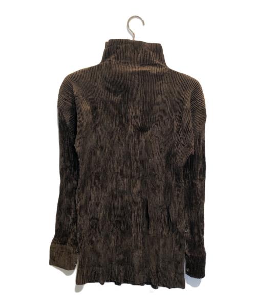 ISSEY MIYAKE（イッセイミヤケ）ISSEY MIYAKE (イッセイミヤケ) 90'sコーデュロイプリーツシャツ ブラウン サイズ:Lの古着・服飾アイテム