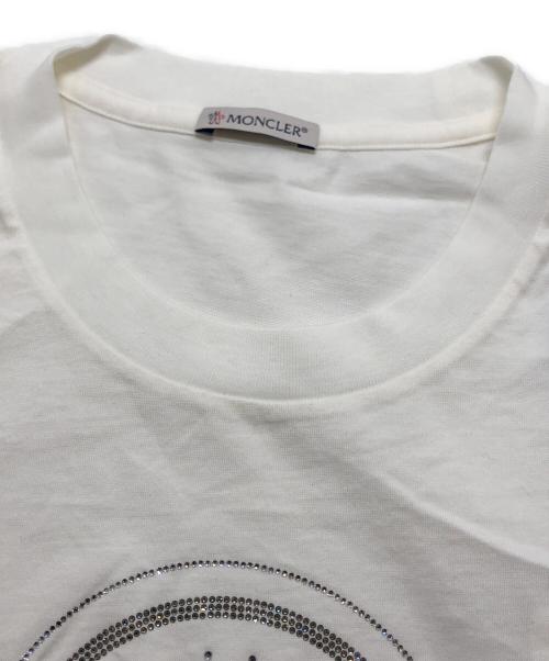 MONCLER（モンクレール）MONCLER (モンクレール) ロゴラインストーンＴシャツ ホワイト サイズ:Mの古着・服飾アイテム