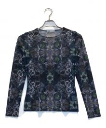 ISSEY MIYAKE（イッセイミヤケ）の古着「総柄シアーカットソー」｜ブルー