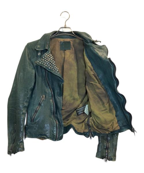 ISAMU KATAYAMA BACKLASH（イサムカタヤマ・バックラッシュ）ISAMU KATAYAMA BACKLASH (イサムカタヤマ・バックラッシュ) ダブルライダースジャケット グリーン サイズ:1の古着・服飾アイテム