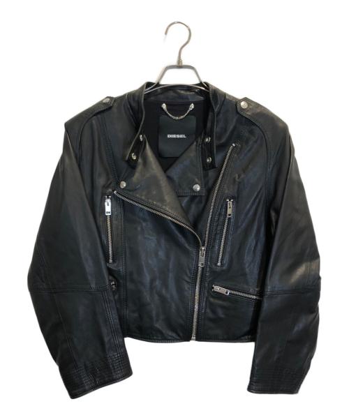 DIESEL（ディーゼル）DIESEL (ディーゼル) シープスキンダブルライダースジャケット ブラック サイズ:XSの古着・服飾アイテム