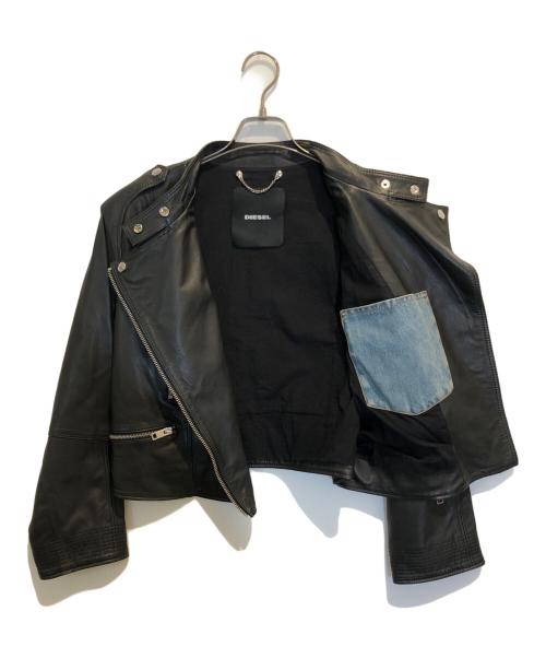 DIESEL（ディーゼル）DIESEL (ディーゼル) シープスキンダブルライダースジャケット ブラック サイズ:XSの古着・服飾アイテム