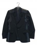COMME des GARCONS NOIRコムデギャルソン ノワール）の古着「レザー切替テーラードジャケット」｜ブラック