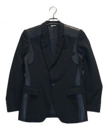 COMME des GARCONS NOIR（コムデギャルソン ノワール）の古着「レザー切替テーラードジャケット」｜ブラック
