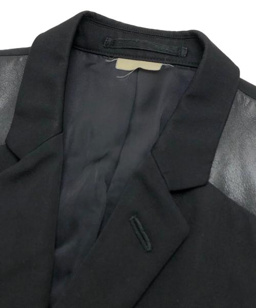 COMME des GARCONS NOIR（コムデギャルソン ノワール）COMME des GARCONS NOIR (コムデギャルソン ノワール) レザー切替テーラードジャケット ブラック サイズ:Sの古着・服飾アイテム