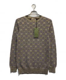 GUCCI（グッチ）の古着「ニット」｜ベージュ×ネイビー