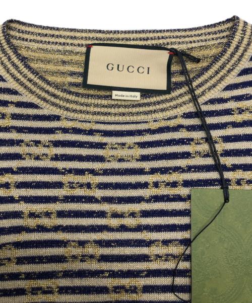 GUCCI（グッチ）GUCCI (グッチ) ニット ベージュ×ネイビー サイズ:Ｓ 未使用品の古着・服飾アイテム