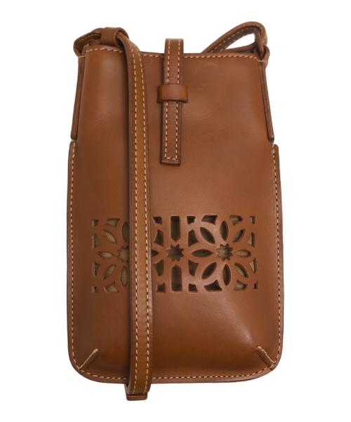 genten（ゲンテン）genten (ゲンテン) ボールドカットワークスマートフォンショルダーバッグ ブラウンの古着・服飾アイテム