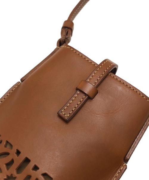 genten（ゲンテン）genten (ゲンテン) ボールドカットワークスマートフォンショルダーバッグ ブラウンの古着・服飾アイテム