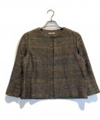 45Rフォーティファイブ・アール）の古着「藍インドシルク ツイードボレロ/ノーカラージャケット」｜グリーン
