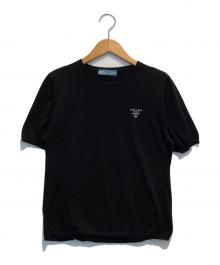 PRADA（プラダ）の古着「コットンシルク半袖ニット」｜ブラック