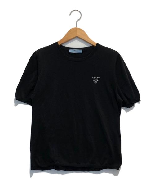 PRADA（プラダ）PRADA (プラダ) コットンシルク半袖ニット ブラック サイズ:42の古着・服飾アイテム