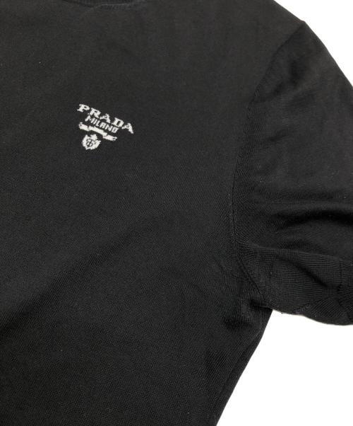 PRADA（プラダ）PRADA (プラダ) コットンシルク半袖ニット ブラック サイズ:42の古着・服飾アイテム