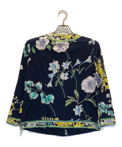 LEONARD FASHION（レオナールファッション）LEONARD FASHION (レオナールファッション) 総柄セットアップ ネイビー サイズ:ジャケット:不明 スカート:80の古着・服飾アイテム