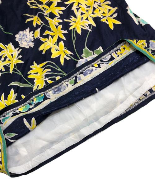 LEONARD FASHION（レオナールファッション）LEONARD FASHION (レオナールファッション) 総柄セットアップ ネイビー サイズ:ジャケット:不明 スカート:80の古着・服飾アイテム