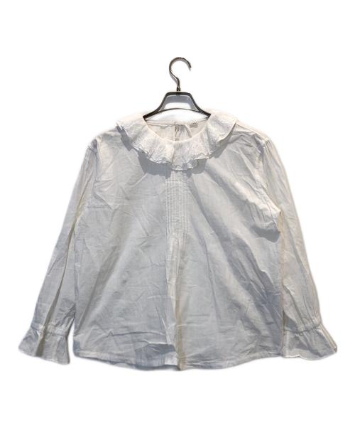 45R（フォーティファイブ・アール）45R (フォーティファイブ・アール) インドカディのフリルカラーブラウス ホワイト サイズ:表記なしの古着・服飾アイテム