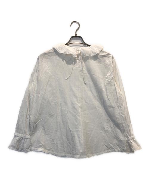 45R（フォーティファイブ・アール）45R (フォーティファイブ・アール) インドカディのフリルカラーブラウス ホワイト サイズ:表記なしの古着・服飾アイテム