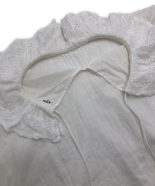 45R（フォーティファイブ・アール）45R (フォーティファイブ・アール) インドカディのフリルカラーブラウス ホワイト サイズ:表記なしの古着・服飾アイテム