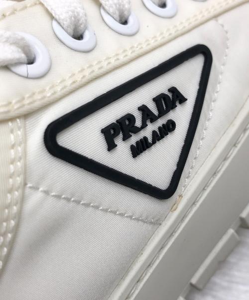 PRADA（プラダ）PRADA (プラダ) ダブルホイール ナイロンギャバジン スニーカー ホワイト サイズ:37の古着・服飾アイテム