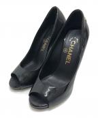 CHANELシャネル）の古着「オープントゥパンプス」｜ブラック