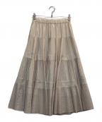 BEARDSLEYビアズリー）の古着「プリーツティアードスカート」｜ベージュ