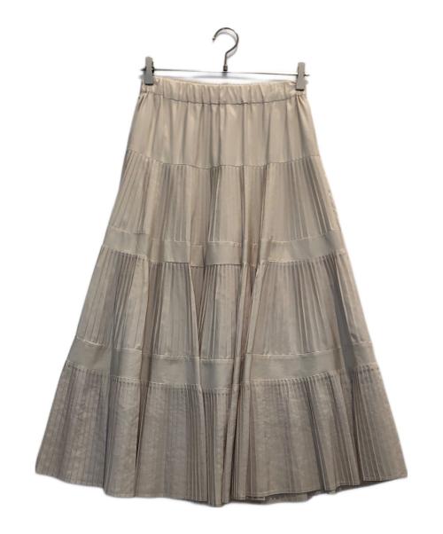 BEARDSLEY（ビアズリー）BEARDSLEY (ビアズリー) プリーツティアードスカート ベージュ サイズ:Fの古着・服飾アイテム