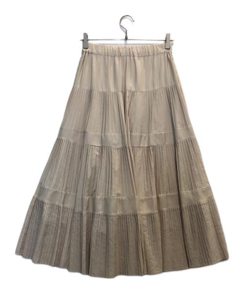 BEARDSLEY（ビアズリー）BEARDSLEY (ビアズリー) プリーツティアードスカート ベージュ サイズ:Fの古着・服飾アイテム