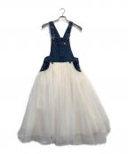 Belle vintageベル ヴィンテージ）の古着「ボリュームチュール×オーガンジーデニムサロペット」｜アイボリー