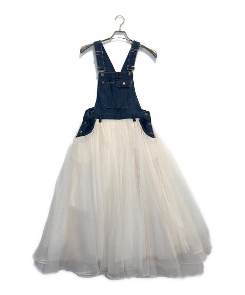 Belle vintage（ベル ヴィンテージ）Belle vintage (ベル ヴィンテージ) ボリュームチュール×オーガンジーデニムサロペット アイボリー サイズ:1の古着・服飾アイテム
