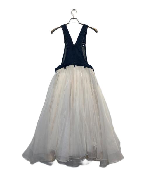 Belle vintage（ベル ヴィンテージ）Belle vintage (ベル ヴィンテージ) ボリュームチュール×オーガンジーデニムサロペット アイボリー サイズ:1の古着・服飾アイテム