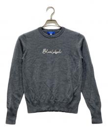 BLUE LABEL CRESTBRIDGE（ブルーレーベルクレストブリッジ）の古着「ロゴエンブロイダリーニット」｜グレー