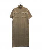 CLANEクラネ）の古着「ハーフ ジップ ミリタリー ワンピース」｜ベージュ