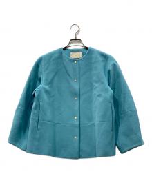 UNITED ARROWS TOKYO（ユナイテッドアローズトウキョウ）の古着「W ノーカラー メタルボタン ショートコート」｜スカイブルー