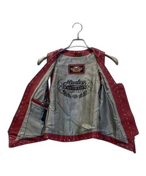 HARLEY-DAVIDSON（ハーレーダビッドソン）HARLEY-DAVIDSON (ハーレーダビッドソン) スタッズレザーベスト レッド サイズ:Mの古着・服飾アイテム