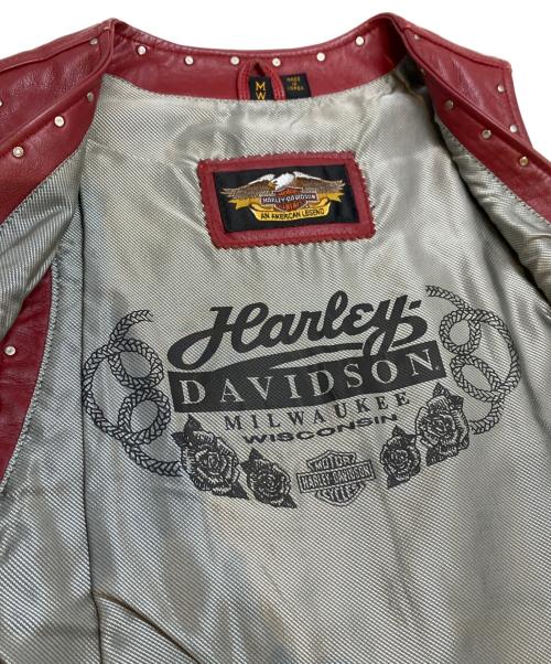 HARLEY-DAVIDSON（ハーレーダビッドソン）HARLEY-DAVIDSON (ハーレーダビッドソン) スタッズレザーベスト レッド サイズ:Mの古着・服飾アイテム