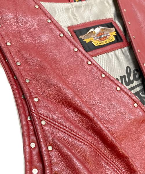 HARLEY-DAVIDSON（ハーレーダビッドソン）HARLEY-DAVIDSON (ハーレーダビッドソン) スタッズレザーベスト レッド サイズ:Mの古着・服飾アイテム