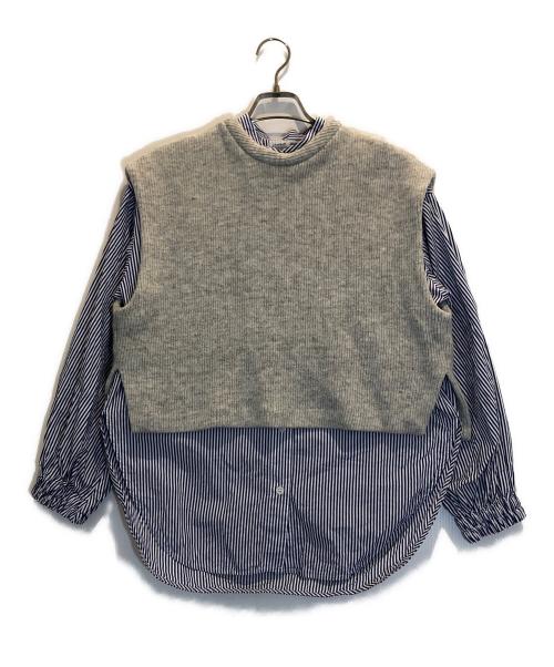 BEARDSLEY（ビアズリー）BEARDSLEY (ビアズリー) ジレセットシャツ ネイビー サイズ:Fの古着・服飾アイテム