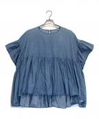 BEARDSLEYビアズリー）の古着「シフォンデニムギャザーシャツ」｜インディゴ