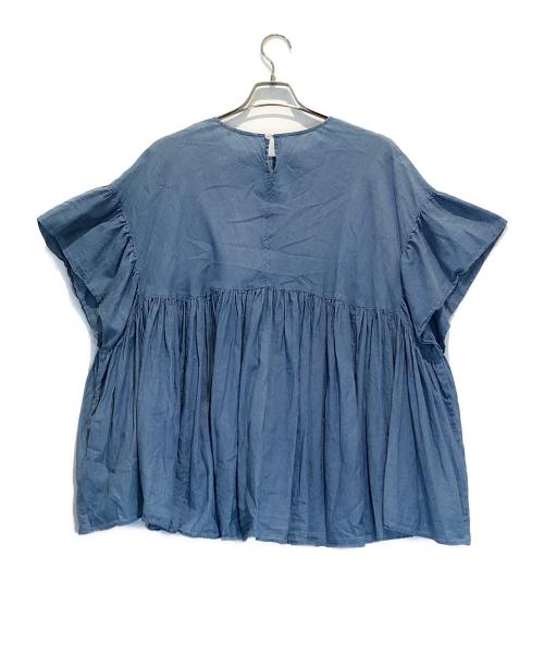 BEARDSLEY（ビアズリー）BEARDSLEY (ビアズリー) シフォンデニムギャザーシャツ インディゴ サイズ:Freeの古着・服飾アイテム
