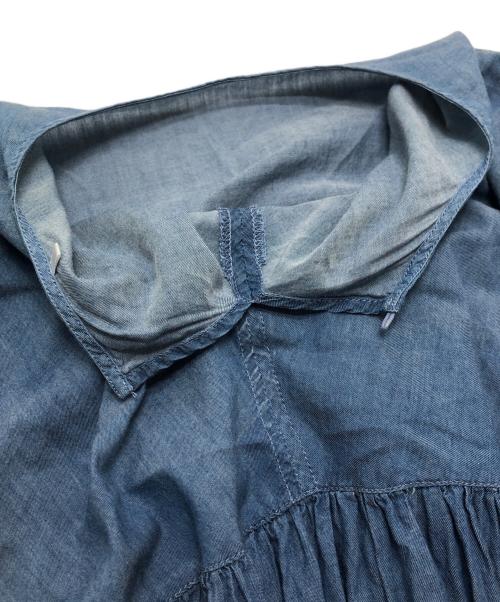 BEARDSLEY（ビアズリー）BEARDSLEY (ビアズリー) シフォンデニムギャザーシャツ インディゴ サイズ:Freeの古着・服飾アイテム