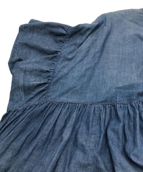 BEARDSLEY（ビアズリー）BEARDSLEY (ビアズリー) シフォンデニムギャザーシャツ インディゴ サイズ:Freeの古着・服飾アイテム