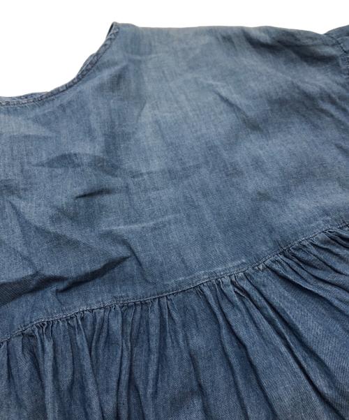 BEARDSLEY（ビアズリー）BEARDSLEY (ビアズリー) シフォンデニムギャザーシャツ インディゴ サイズ:Freeの古着・服飾アイテム