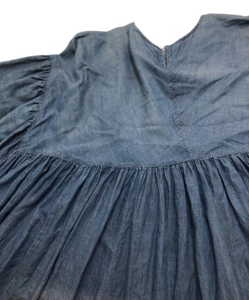 BEARDSLEY（ビアズリー）BEARDSLEY (ビアズリー) シフォンデニムギャザーシャツ インディゴ サイズ:Freeの古着・服飾アイテム